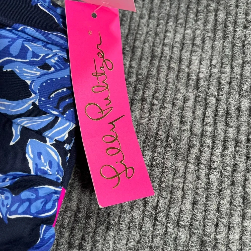 Lilly Pulitzer Farlee One‎ Piece Swim Suit Low Tide Navy Blue Floral Size 2 New